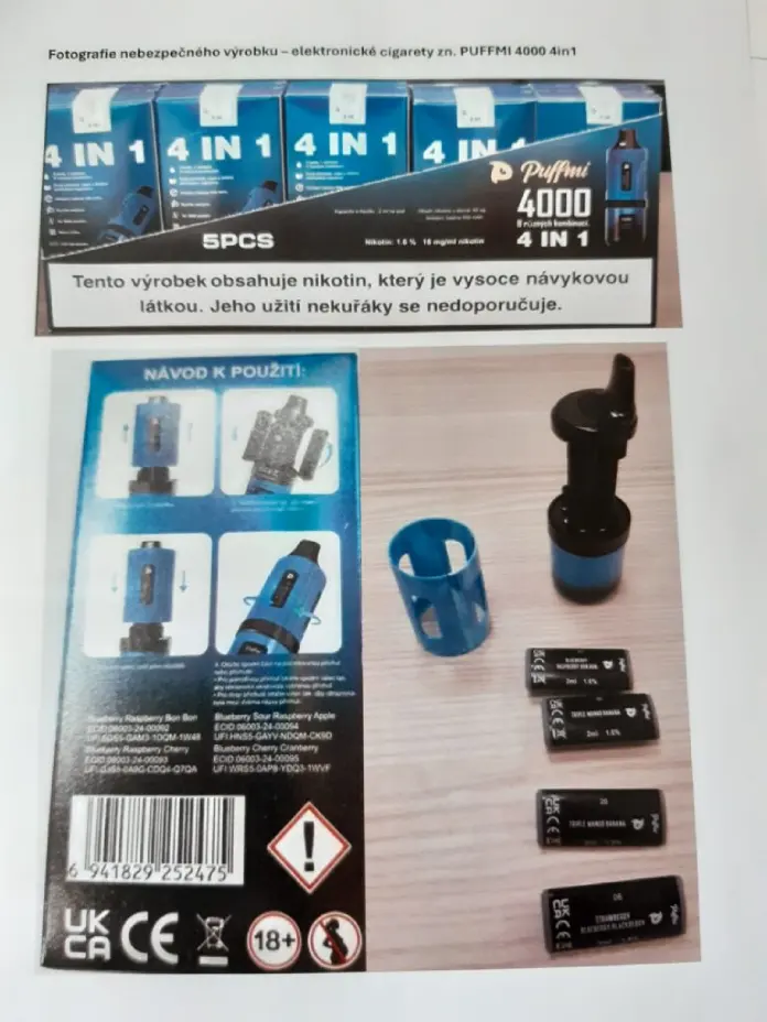 Nebezpečný výrobek: Elektronické cigarety zn. PUFFMI 4000 4in1
