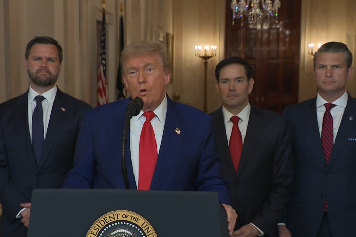 Prezident USA Donald Trump při projevu z Bílého domu
